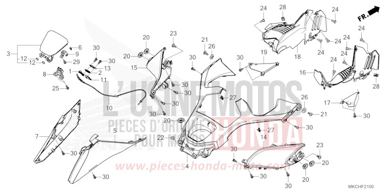 COUVERCLE de Gold Wing CANDY ARDENT RED (R367B) de 2021
